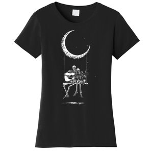 Skeleton Moon Band Rock And Roll Halloween Lazy Costume Women's T-Shirt