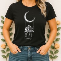 Skeleton Moon Band Rock And Roll Halloween Lazy Costume Womens T-Shirt