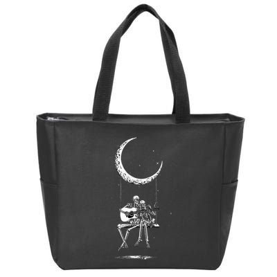 Skeleton Moon Band Rock And Roll Halloween Lazy Costume Zip Tote Bag