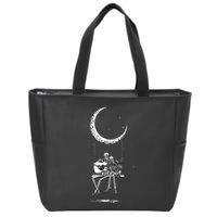 Skeleton Moon Band Rock And Roll Halloween Lazy Costume Zip Tote Bag
