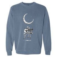 Skeleton Moon Band Rock And Roll Halloween Lazy Costume Garment-Dyed Sweatshirt
