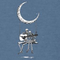 Skeleton Moon Band Rock And Roll Halloween Lazy Costume Garment-Dyed Sweatshirt
