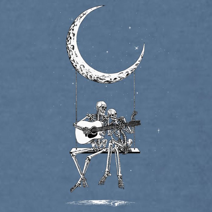 Skeleton Moon Band Rock And Roll Halloween Lazy Costume Garment-Dyed Sweatshirt