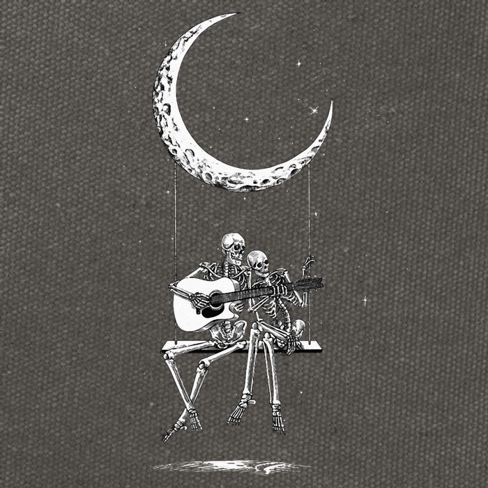 Skeleton Moon Band Rock And Roll Halloween Lazy Costume Cotton Canvas Backpack