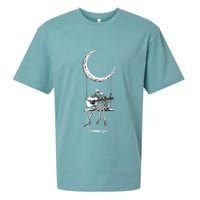 Skeleton Moon Band Rock And Roll Halloween Lazy Costume Sueded Cloud Jersey T-Shirt