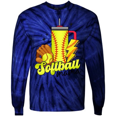 Softball Mama Boujee Softball Tie-Dye Long Sleeve Shirt