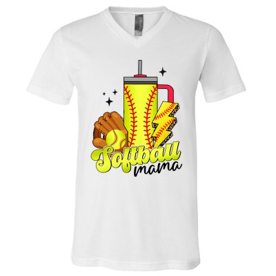 Softball Mama Boujee Softball V-Neck T-Shirt