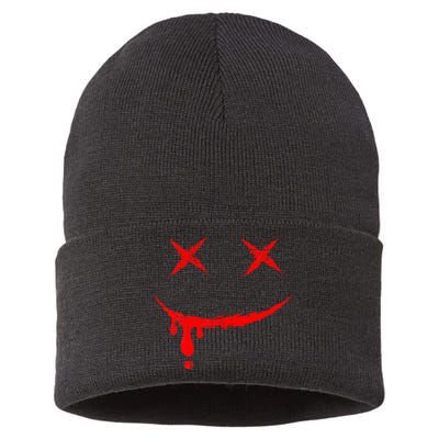 Smile Mask Bloody Halloween Sustainable Knit Beanie