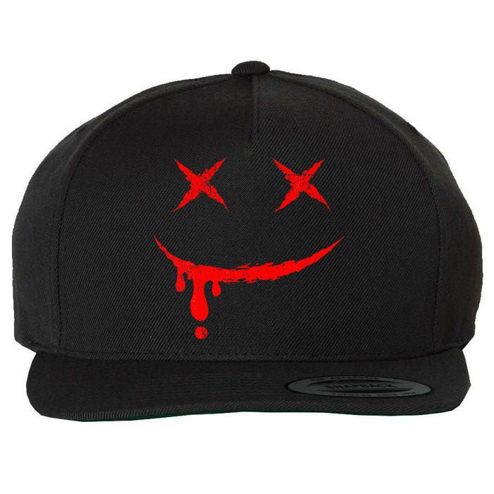 Smile Mask Bloody Halloween Wool Snapback Cap