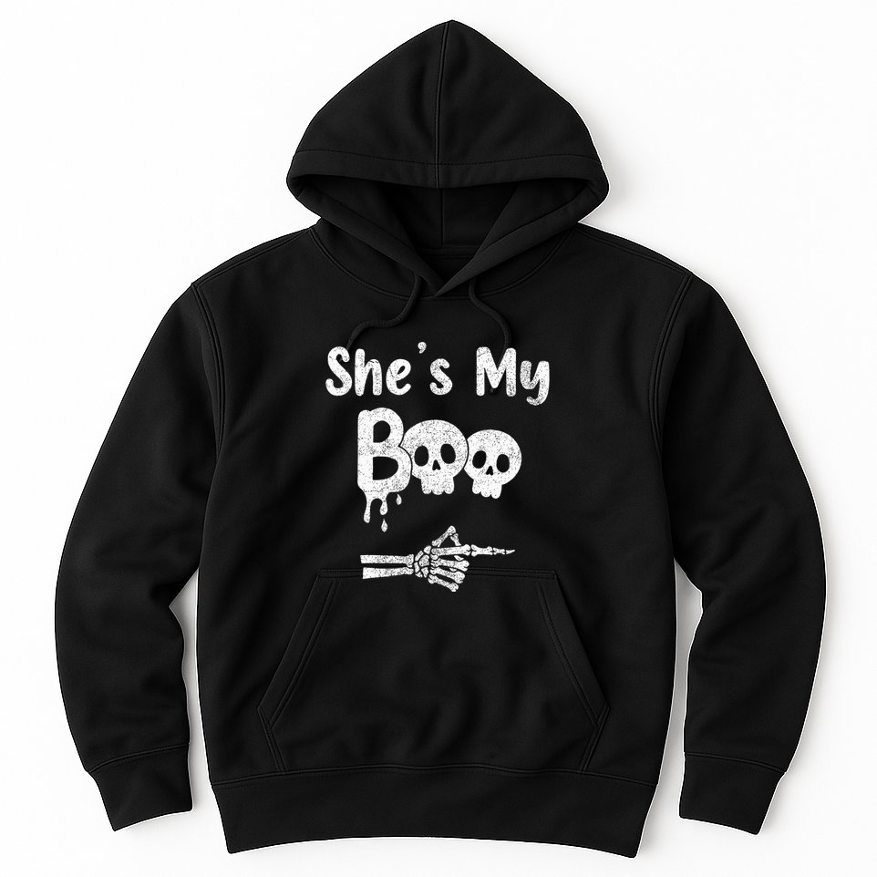 She’S My Boo Skull Face Hoodie