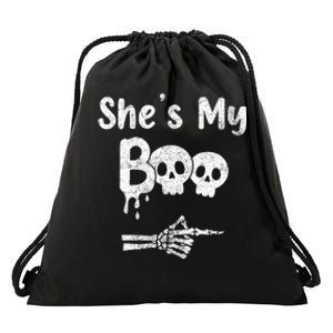 She’S My Boo Skull Face Drawstring Bag