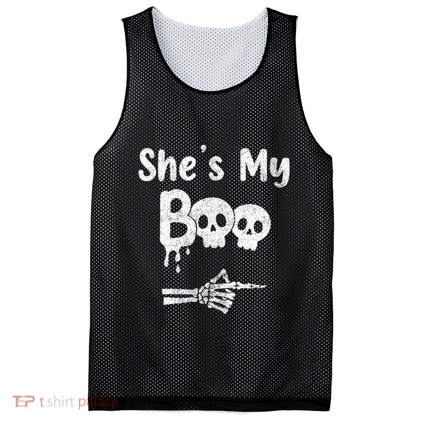 She’S My Boo Skull Face Mesh Reversible Basketball Jersey Tank