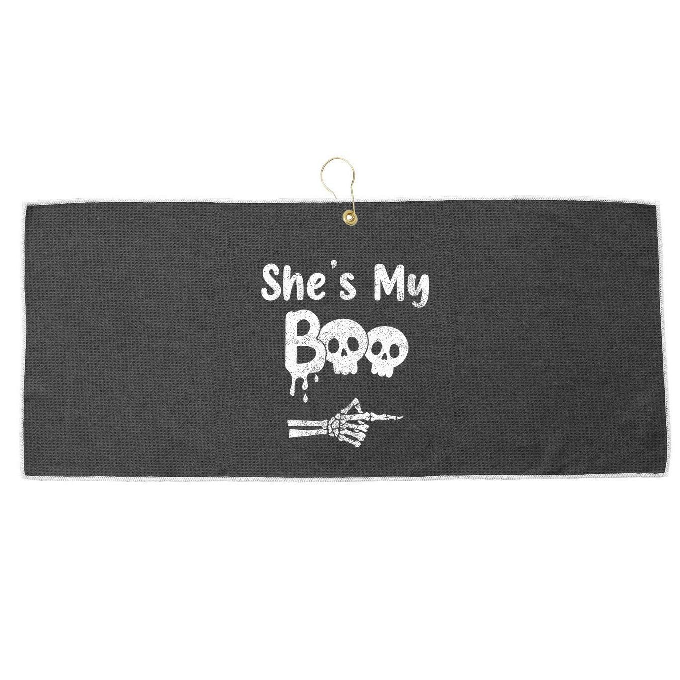 She’S My Boo Skull Face Large Microfiber Waffle Golf Towel