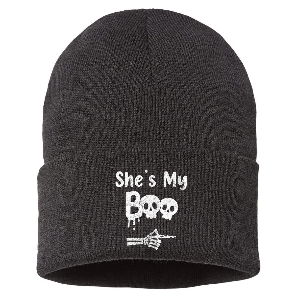 She’S My Boo Skull Face Sustainable Knit Beanie