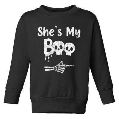 She’S My Boo Skull Face Toddler Sweatshirt