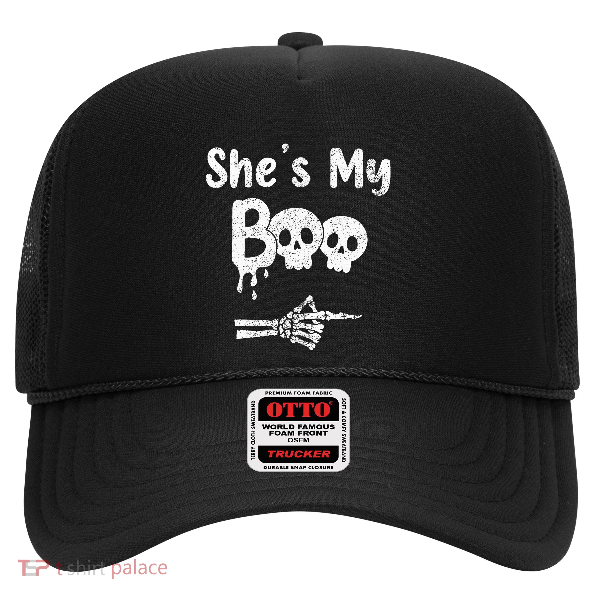 She’S My Boo Skull Face Trucker Hat