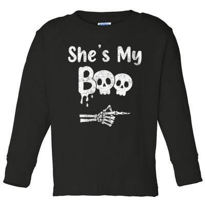 She’S My Boo Skull Face Toddler Long Sleeve Shirt