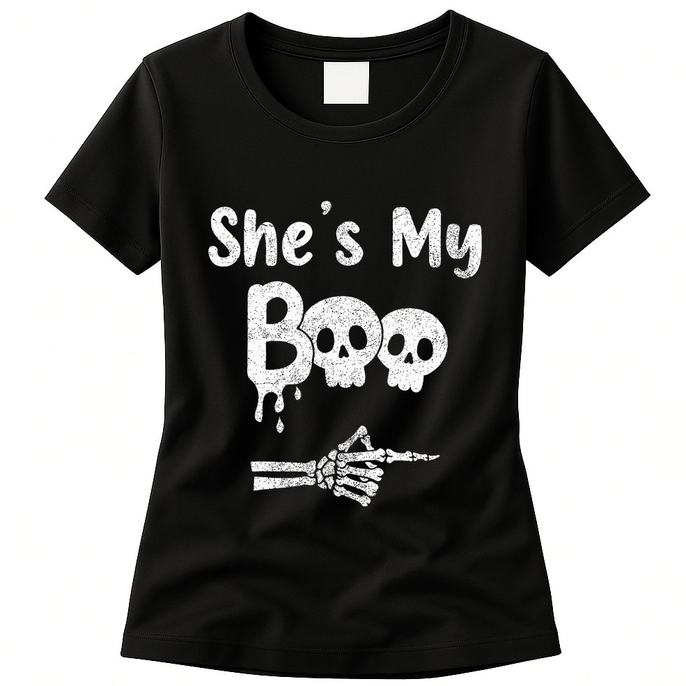 She’S My Boo Skull Face Womens T-Shirt
