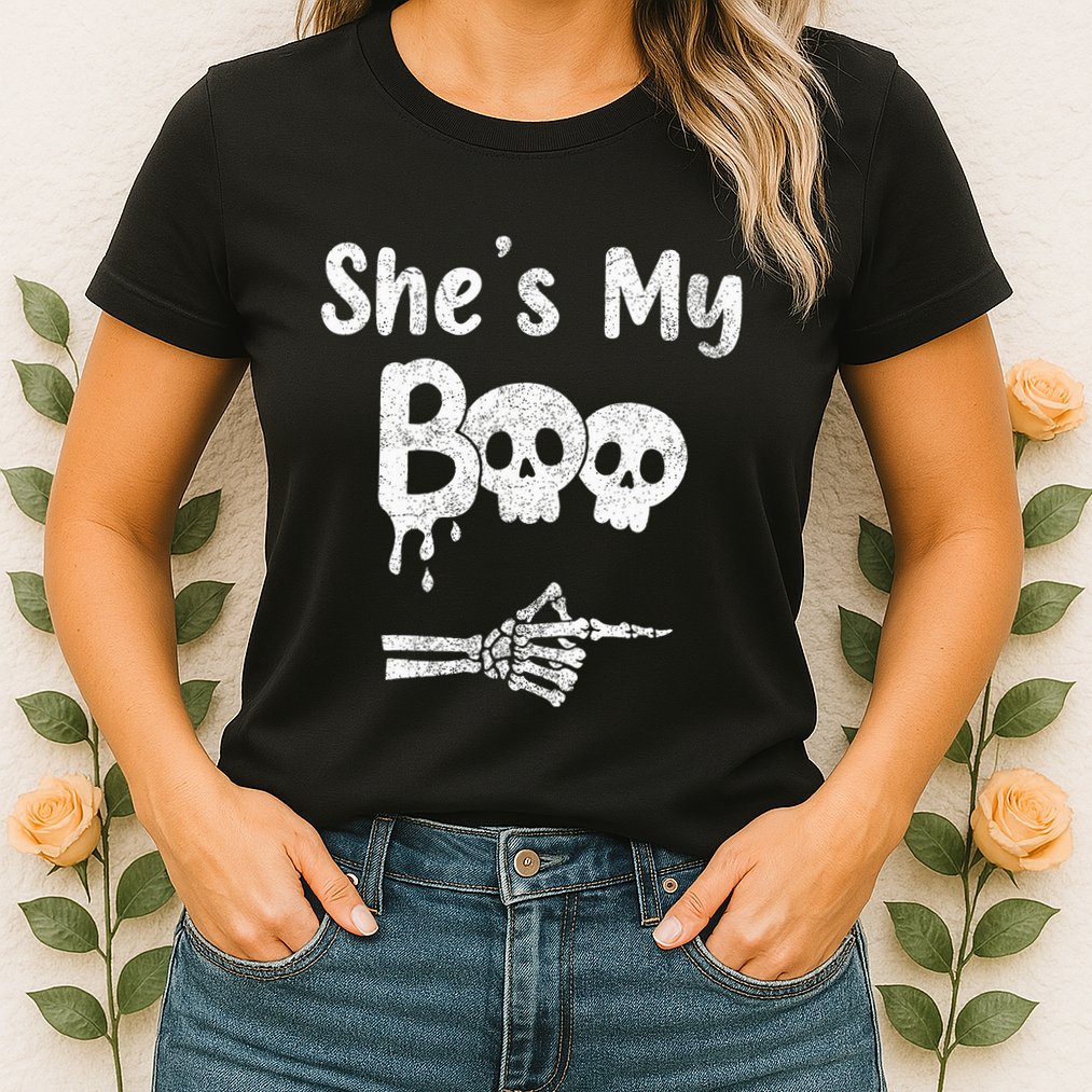 She’S My Boo Skull Face Womens T-Shirt