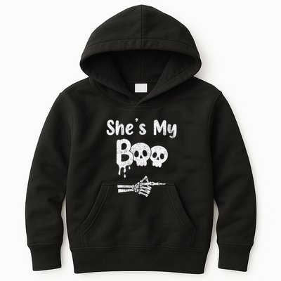 She’S My Boo Skull Face Kids Hoodie