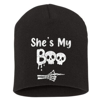 She’S My Boo Skull Face Short Acrylic Beanie