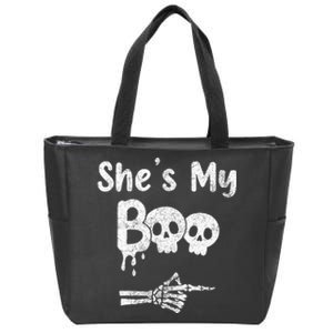 She’S My Boo Skull Face Zip Tote Bag