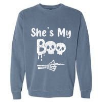 She’S My Boo Skull Face Garment-Dyed Sweatshirt