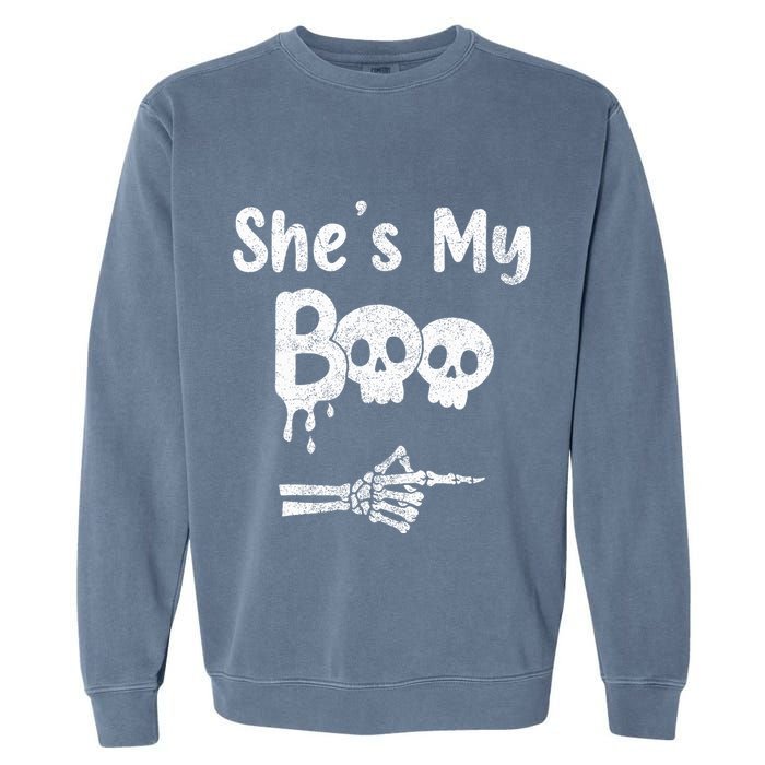 She’S My Boo Skull Face Garment-Dyed Sweatshirt