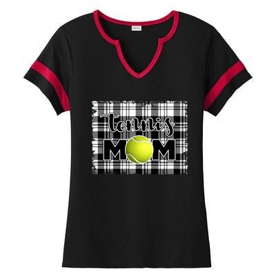 Sport Mom Black White Plaid Tennis Great Gift Tennis Mom Mother Gift Ladies Halftime Notch Neck Tee