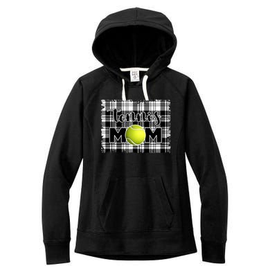 Sport Mom Black White Plaid Tennis Great Gift Tennis Mom Mother Gift Women's Fleece Hoodie