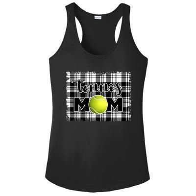 Sport Mom Black White Plaid Tennis Great Gift Tennis Mom Mother Gift Ladies PosiCharge Competitor Racerback Tank