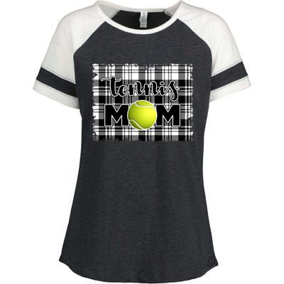 Sport Mom Black White Plaid Tennis Great Gift Tennis Mom Mother Gift Enza Ladies Jersey Colorblock Tee