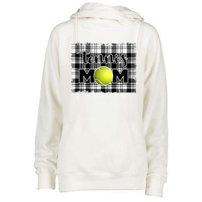 Sport Mom Black White Plaid Tennis Great Gift Tennis Mom Mother Gift Womens Funnel Neck Pullover Hood