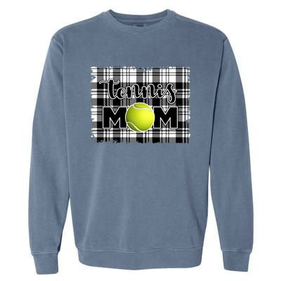 Sport Mom Black White Plaid Tennis Great Gift Tennis Mom Mother Gift Garment-Dyed Sweatshirt