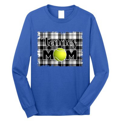 Sport Mom Black White Plaid Tennis Great Gift Tennis Mom Mother Gift Long Sleeve Shirt