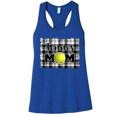 Sport Mom Black White Plaid Tennis Great Gift Tennis Mom Mother Gift Women's Racerback Tank