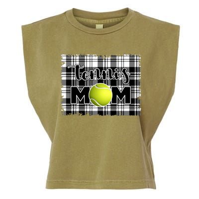 Sport Mom Black White Plaid Tennis Great Gift Tennis Mom Mother Gift Garment-Dyed Women's Muscle Tee