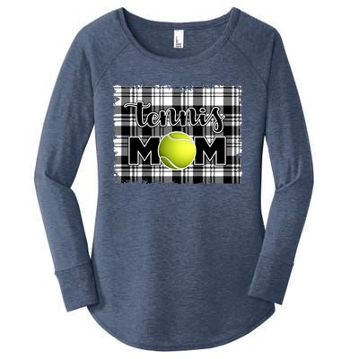 Sport Mom Black White Plaid Tennis Great Gift Tennis Mom Mother Gift Women's Perfect Tri Tunic Long Sleeve Shirt