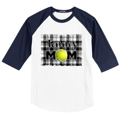 Sport Mom Black White Plaid Tennis Great Gift Tennis Mom Mother Gift Baseball Sleeve Shirt