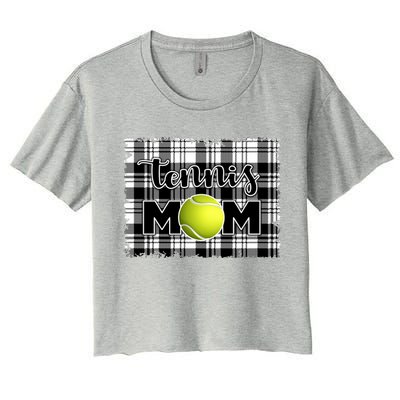 Sport Mom Black White Plaid Tennis Great Gift Tennis Mom Mother Gift Women's Crop Top Tee