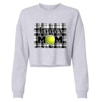 Sport Mom Black White Plaid Tennis Great Gift Tennis Mom Mother Gift Cropped Pullover Crew