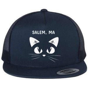 Salem MA Black Cat Halloween 2018 Flat Bill Trucker Hat