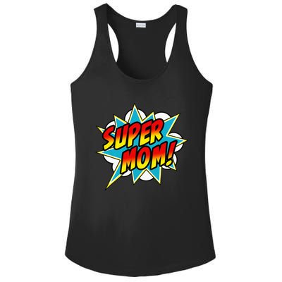 Super Mom Book Superhero happy Mother's Day Ladies PosiCharge Competitor Racerback Tank