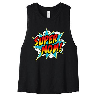 Super Mom Book Superhero happy Mother's Day Women's Racerback Cropped Tank