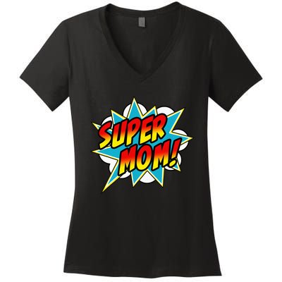 Super Mom Book Superhero happy Mother's Day Women's V-Neck T-Shirt