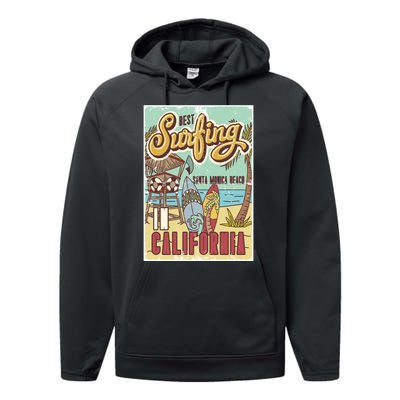 Santa Monica Beach California Performance Fleece Hoodie