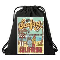 Santa Monica Beach California Drawstring Bag