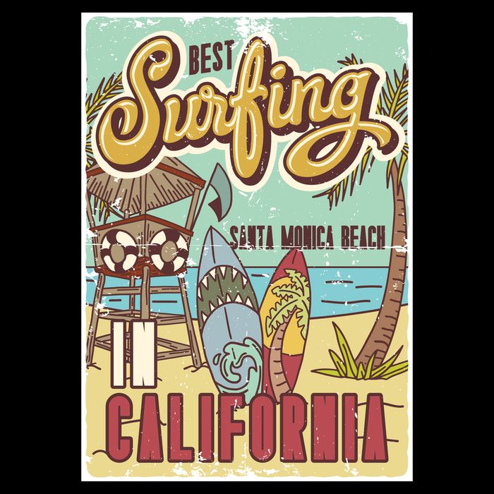 Santa Monica Beach California Drawstring Bag