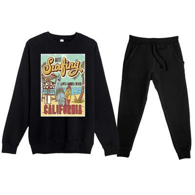 Santa Monica Beach California Premium Crewneck Sweatsuit Set