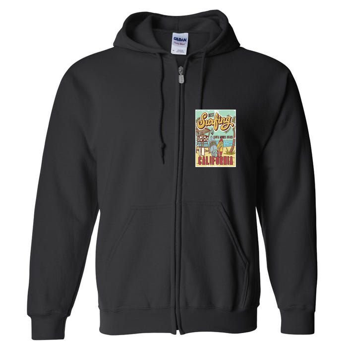 Santa Monica Beach California Full Zip Hoodie